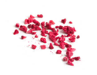 sublimated raspberry pieces on white background