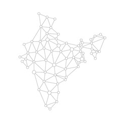 India map. Abstract geometric map - connection dots mesh lines.