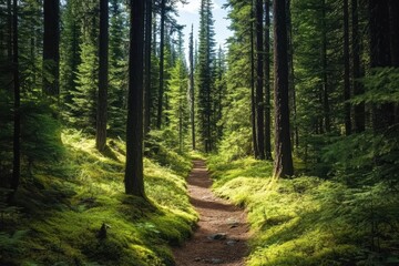 Fototapeta premium Exploring serene nature trails in lush forests scenic landscape photography daylight tranquil environment