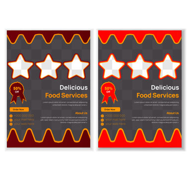 Set of restaurant menu, brochure, flyer design templates in A4 size. Vector illustrations for food and drink marketing material, ads, natural products . food social media post template free vector.
