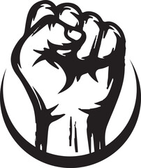 A fisted hand of a worker vector illustration silhouette. Simple hand prosper gesture emoji icon on white background