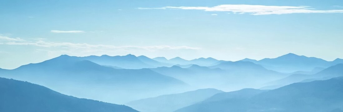 Breathtaking sunrise over misty mountains nature landscape tranquil environment aerial view serene concept - Powered by Adobe