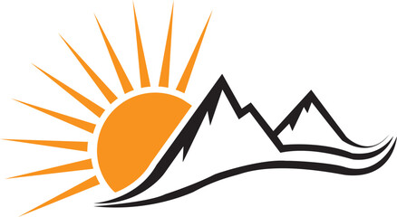 
Landscape mountain sun lake logo design inspiration.  Landscape mountain sun lake logo design inspiration