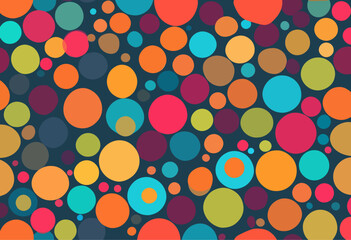 Abstract colorful random polka dot circles seamless pattern on white background