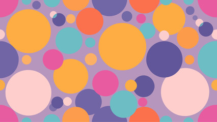 Abstract colorful random polka dot circles seamless pattern on white background