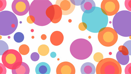 Abstract seamless pattern, A pastel polka dot pattern of colorful circles forms an abstract, cheerful background.