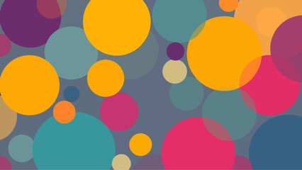 A pastel polka dot pattern of colorful circles forms an abstract, cheerful background.	