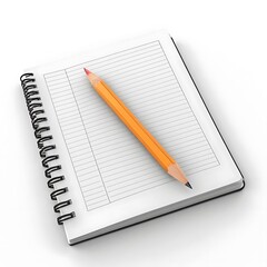 Fototapeta premium Pencil Resting on Open Notebook with Lined Pages Ready for Writing