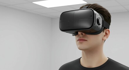 Man Wearing Virtual Reality Headset