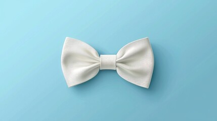Naklejka premium Elegant White Bow Tie on Soft Blue Background for Formal Events