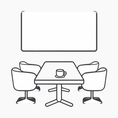Modern Conference Room Interior Empty Boardroom with Furniture Business Meeting Workplace Presentation Concept Vector Illustration