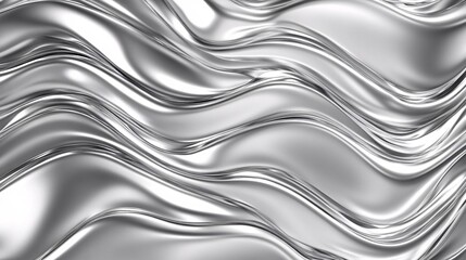 Obraz premium Shimmering Silver Holographic Foil with Chrome Waves