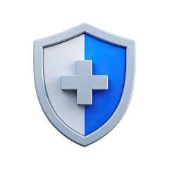 Obraz premium 3d shield with cross icon symbol which is a symbol of Health protection from disease. Health security insurance medical concept, Generative AI
