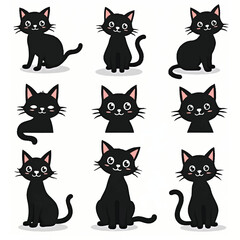 Cat silhouette icon set