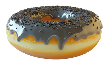 Delicious chocolate-covered donut with sprinkles, showcasing a glossy finish and vibrant colors