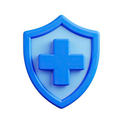 Fototapeta premium 3d shield with cross icon symbol which is a symbol of Health protection from disease. Health security insurance medical concept, Generative AI