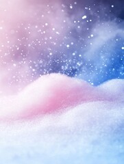 Fototapeta premium Dreamy pastel landscape with a soft, ethereal glow and shimmering particles evokes serenity