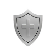 Fototapeta premium 3d shield with cross icon symbol which is a symbol of Health protection from disease. Health security insurance medical concept, Generative AI
