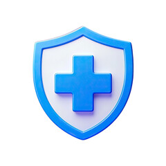 Fototapeta premium 3d shield with cross icon symbol which is a symbol of Health protection from disease. Health security insurance medical concept, Generative AI