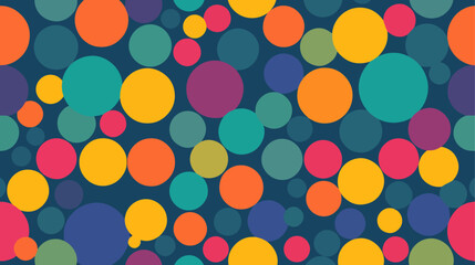 A pastel polka dot pattern of colorful circles forms an abstract, cheerful background.