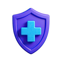 Obraz premium 3d shield with cross icon symbol which is a symbol of Health protection from disease. Health security insurance medical concept, Generative AI