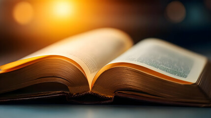 An open book with glowing pages, symbolizing knowledge and enlightenment. Perfect for educational themes or literary inspiration.