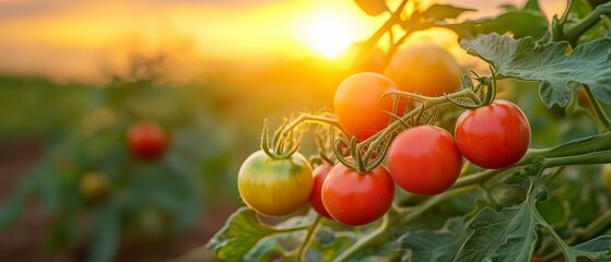 Sunlit Tomatoes Ripening Vibrantly, Garden Bounty