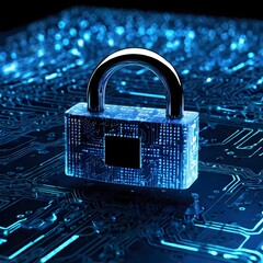 Futuristic Cybersecurity Concept &ndash; Digital Lock & High-Tech Data Protection