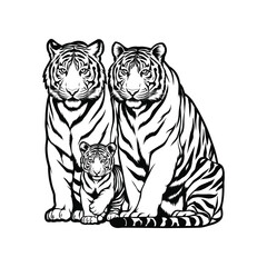 Tiger Set Silhouette With white background