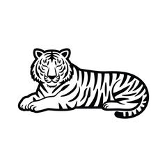 Tiger Silhouette With white background