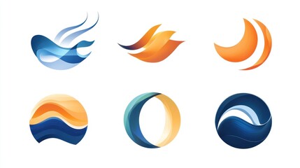 A series of abstract shapes designed as versatile logo templates for modern and creative branding