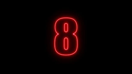 Glowing neon number.  Neon number text illustration.