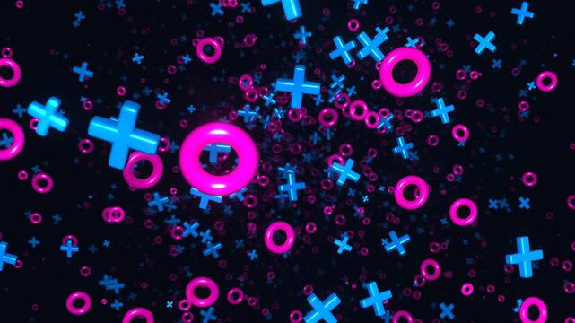 Blue and Pink XO Tunnel Background VJ Loop l 4K