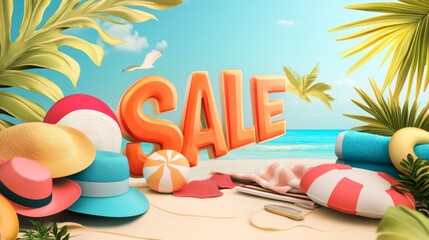Exciting summer sale event online store banner design vibrant environment dynamic viewpoint colorful promotion