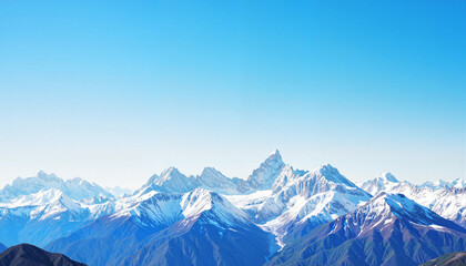 Fototapeta premium Expansive view of snow-capped mountains under clear blue sky, Earth Day