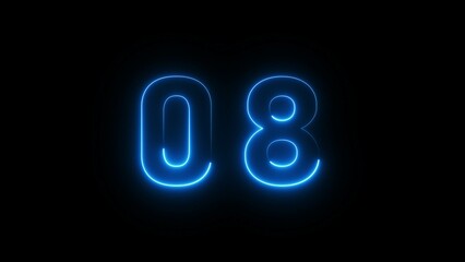 Glowing neon number.  Neon number text illustration.