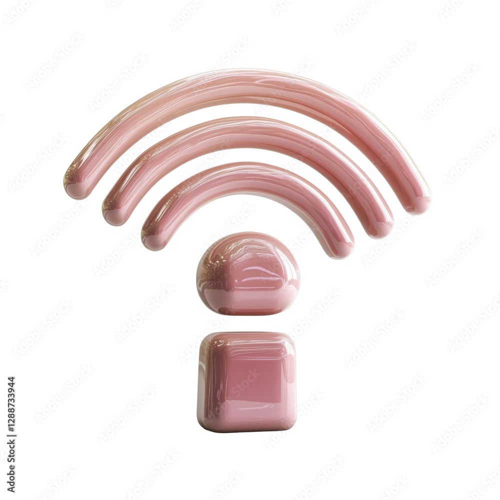 Poster pink wireless device with wifi connection and identification code on a plain background isolated on 