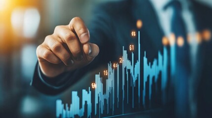 Businessman analyzing financial trends office photo corporate environment professional perspective investment insights