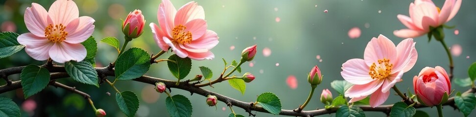 Delicate vines intertwine with ethereal flowers, intricate, lace