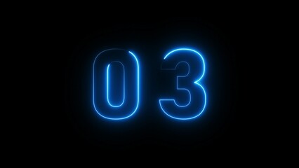 Glowing neon number.  Neon number text illustration.