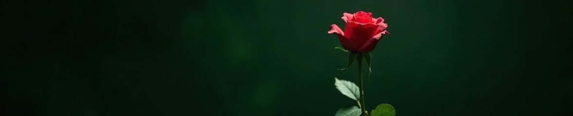 Rose stem and leaves growing from the darkness, green, stem, shadowy