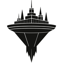 silhouette vector of futuristic floating tower