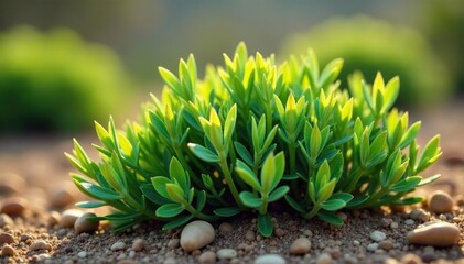Obraz premium Low growing desert shrub with sage green leaves, flora, nature