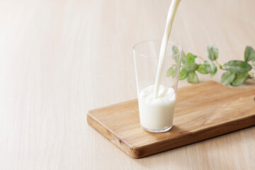 グラスに注いだ牛乳　Milk in a glass