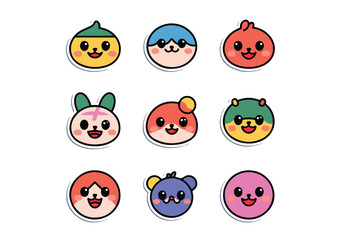 Adorable Kawaii Face Vectors: Design Elements for Fun Kids 