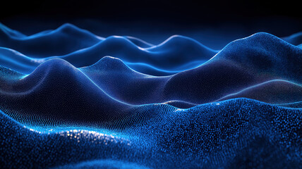 Obraz premium A sleek abstract digital background in dark blue with shimmering light particles and a sense of deep