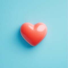 Obraz premium Coral Heart on Light Blue Background