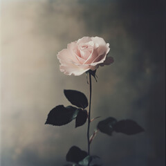 Fototapeta premium Elegant pink rose shining against a dark background 