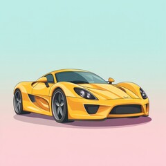 Yellow Sport Car Illustration