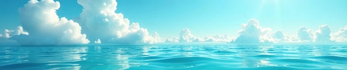 Gentle wisps of white cloud drift across the surface of turquoise water, abstract composition, clouds, compositional elements, soft light
